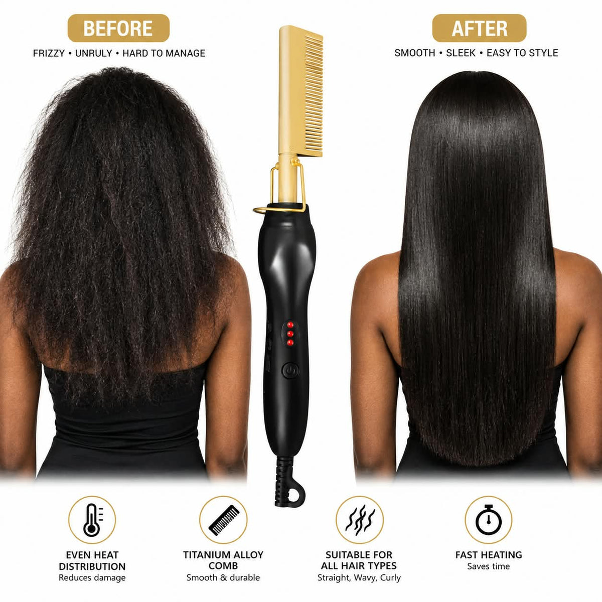 SilkGlide™ Heated Hair Straightening Comb