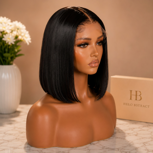 Premium Black Bob Wig – 45° Angle | Watermark Removed